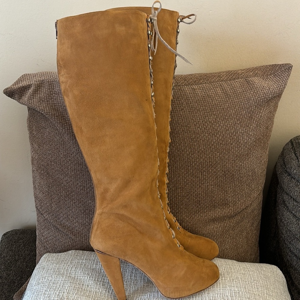 Madison Harding Suede Knee-high lace-up Leather laces Boots Size 9 - Picture 16 of 16